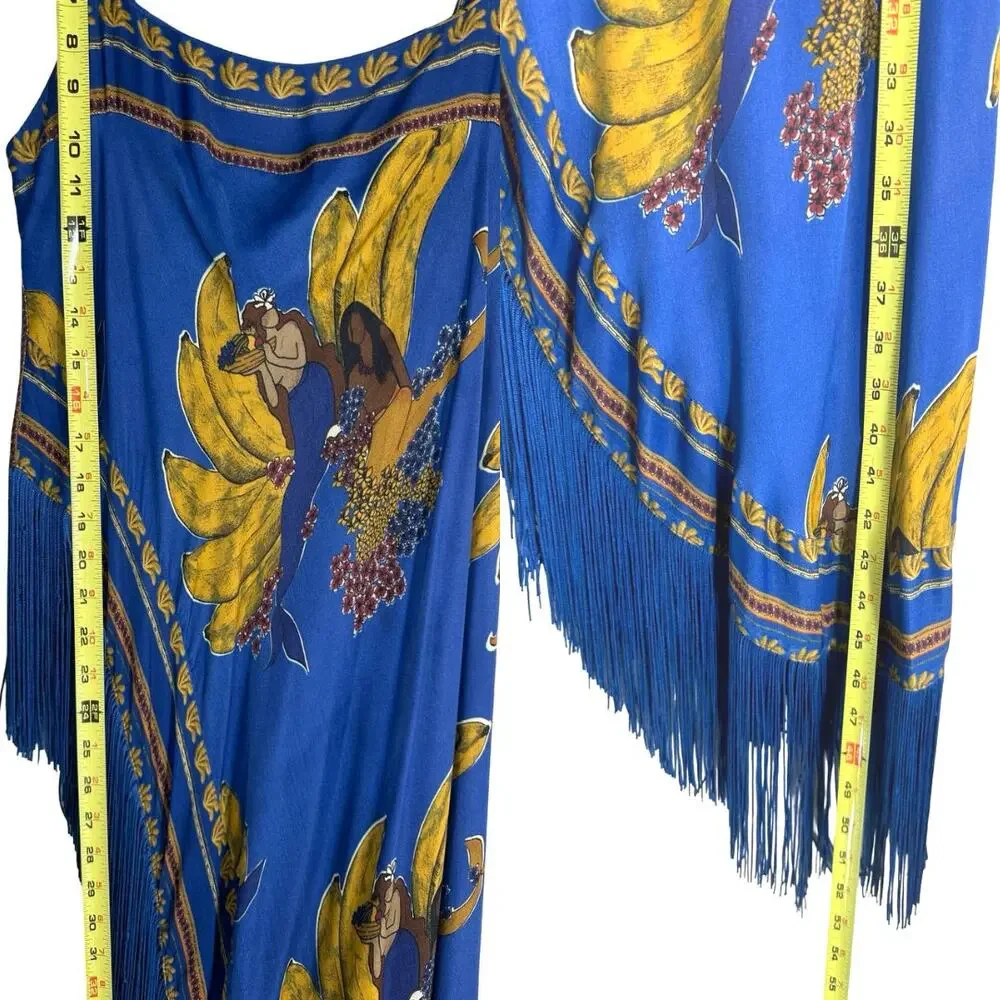 Farm Rio Blue Mermaid Bananas Scarf Tunic Pants Set M Top L Pants